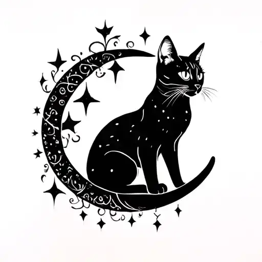 Moon And Cat Gothic Inspired