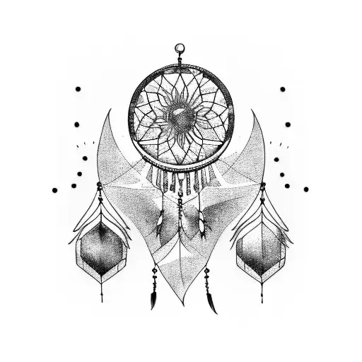 Phoenix Mixed With Dream Catcher