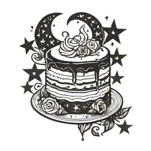A Cake With Stars And A Crescent Moon
