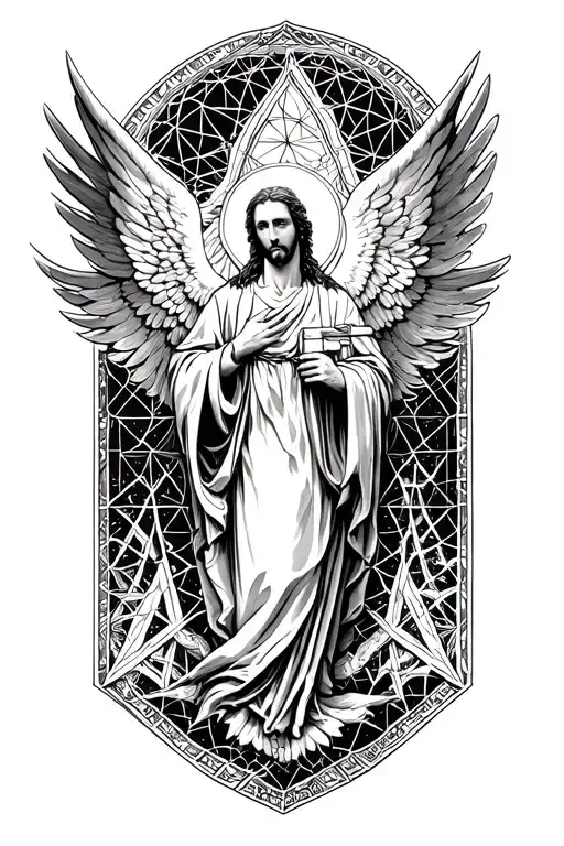 Archangel Gabriel With A Sacred Geometry Background