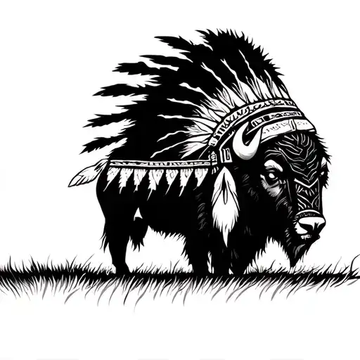 Native Chief And Bison
