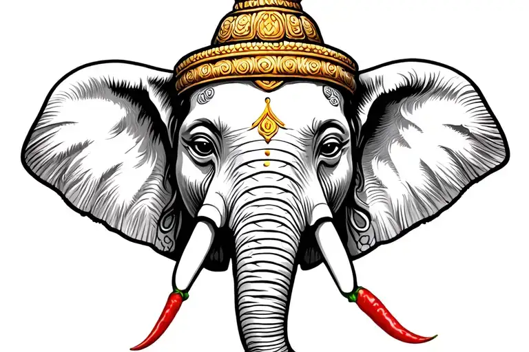 Thailand Elephant Face Thailand Buddah Eith Chef Hat With Chili