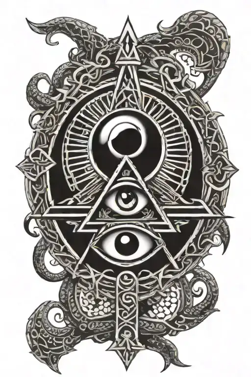 All Seeing Eye And Ankh Symbol