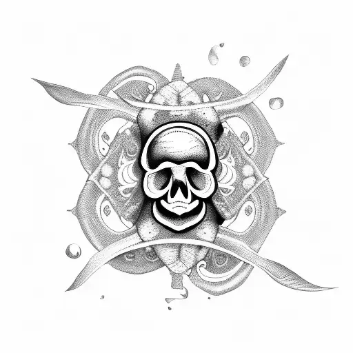 Sea Turtle With Skull