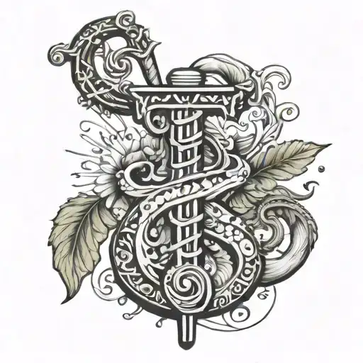 Combine The Letters A J And M With The Rod Of Asclepius To Represent Medicine And Loyalty
