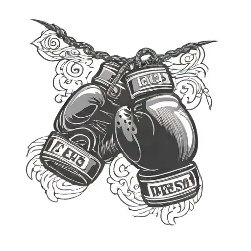 Boxing Gloves Hanging With The Name Nerissa With Filipino Sun