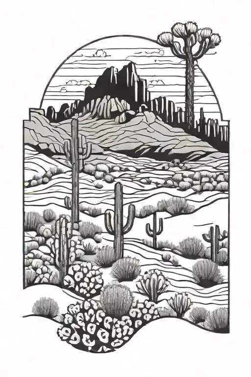 Arizona Desert Landscape Filled With Cacti