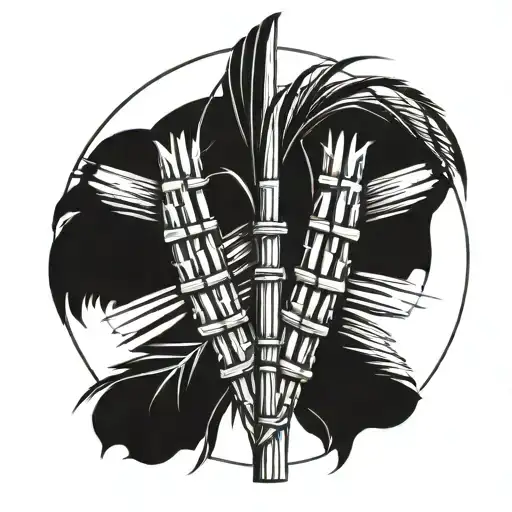 Two Sugar Cane Crossing Each Other Inside A Circle Looking Like An Icon