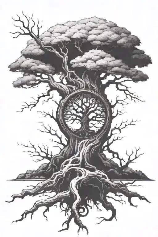 Yggdrasil Tree Tattoo Sketch Style