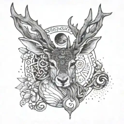 Jackalope Head With Yin Yang Necklace