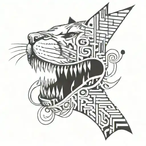 Abstract Music And Feline Jaw Open