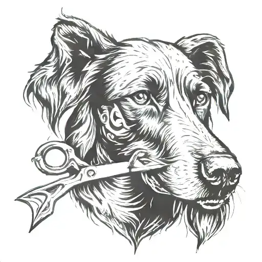 Black Dog With Scissors