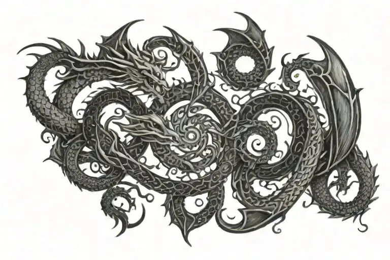 Dragon Intertwined With A Labyrinth Representing The Complexity Of Knowledge And Learning