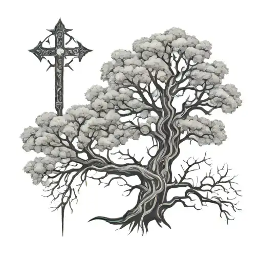 Tree In The Form Of A Christian Cross