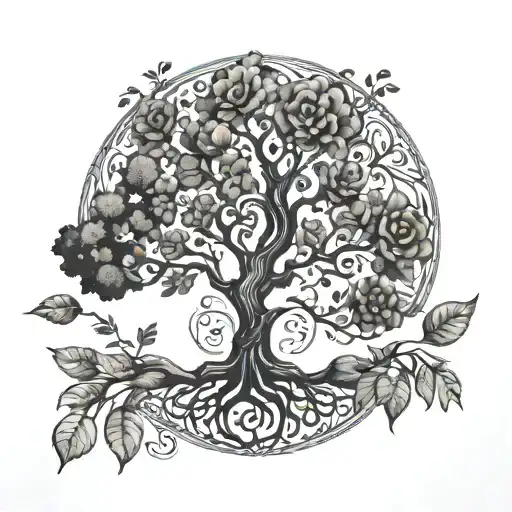 An Intricate Tree Of Life Tattoo Symbolizing Longevity And Plant-based Lifestyle