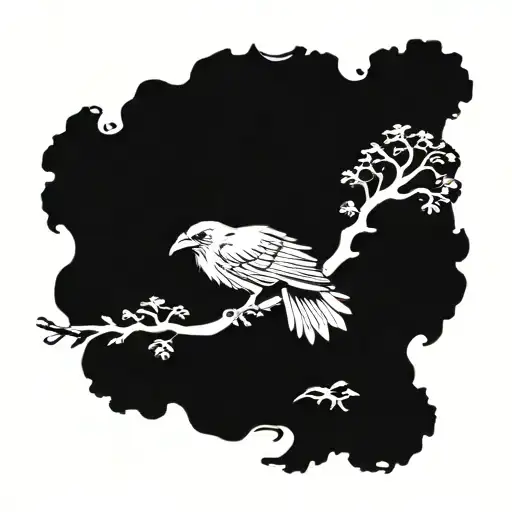 Yggdrasil Tree With Two Ravens