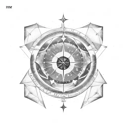 A Celestial Star Map With Sagittarius Zodiac Symbol Incorporated