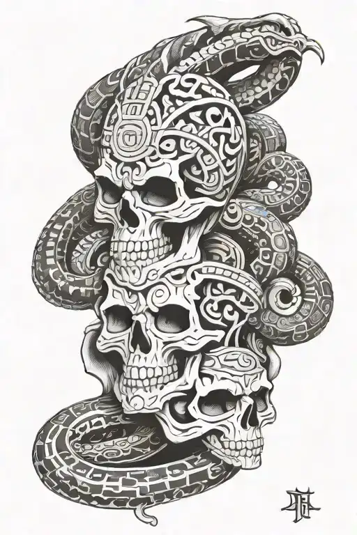 Aztec God Macuil Skulls And Serpent