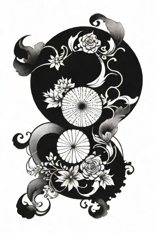 A Circle Tattoo With Shadows Around It