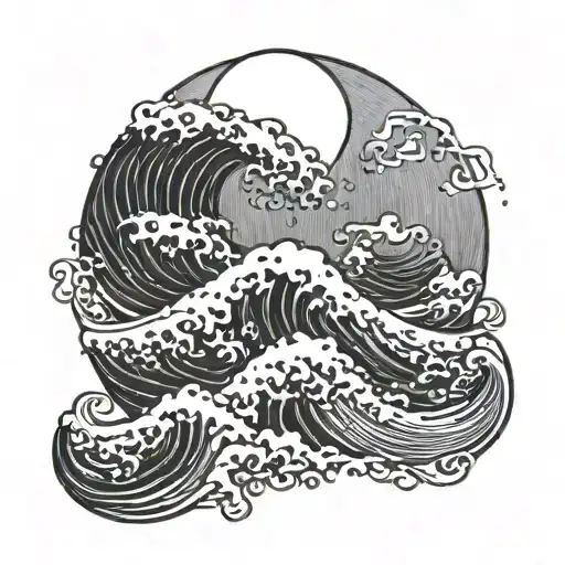 Wave And Moon Merging Together