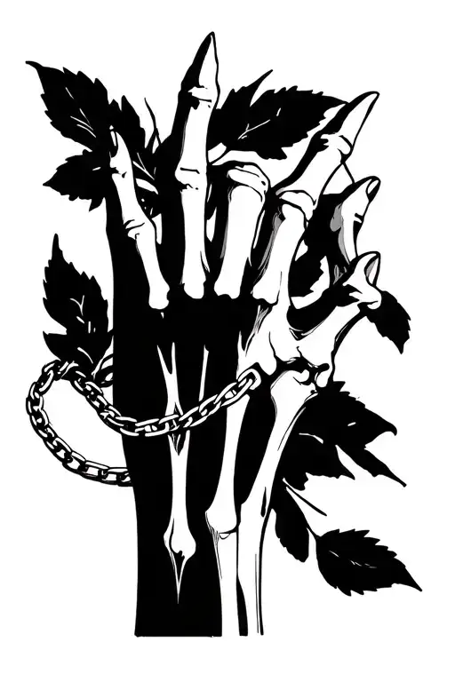 Collarbone With Bone Palm With A Chain