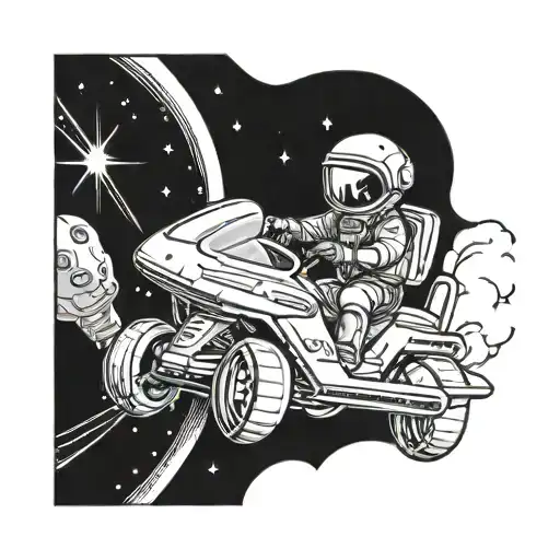 A Futuristic 2024 Chevy Cruising Through A Galaxy With A Baby Astronaut In A Car Seat