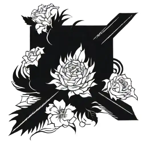 Anime Berserk Sign Combined With Flowers