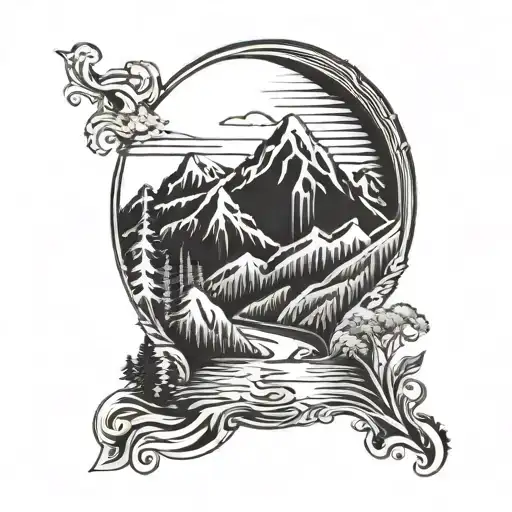 Solar Eclipse Mountain Stream Splits The Mountain