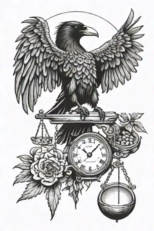 Raven Holding Scales Balancing Life