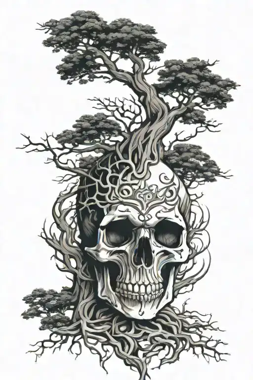 Viking Skull With World Tree Growing