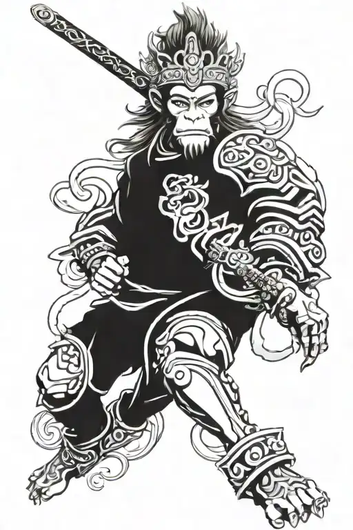 Create A Leg Sleeve Tattoo Based Off Of Monkey King