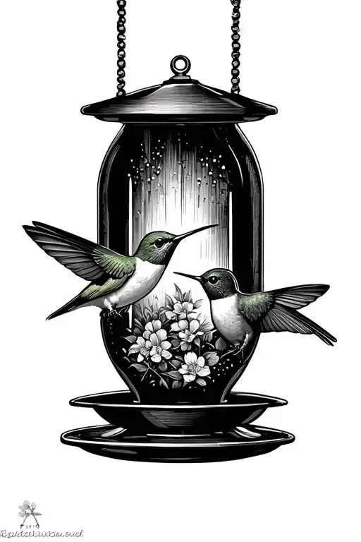 Humming Bird On Feeder