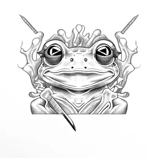 Frog With A Knife In A Head