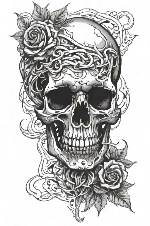 Skull Fire Intertwined Representing