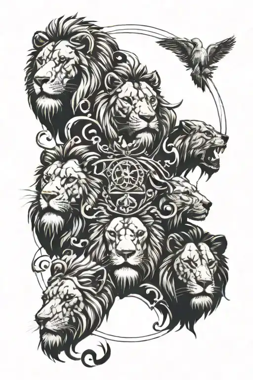 Lions Around A Religious Man