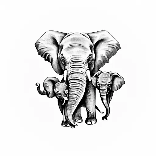 Africa Tree Of Life With Mom And Baby Elephant