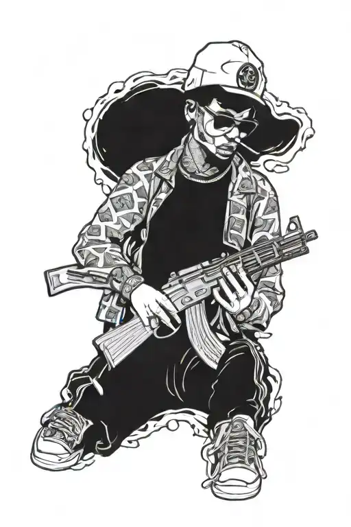 Money Gangsta Holding Ak 47