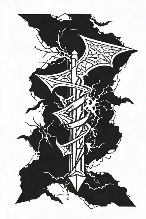 Ligthning Bolt Symbol With Bats