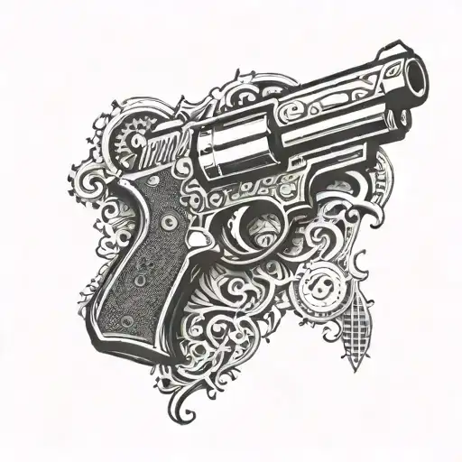 An Intricate And Detailed Gun Design Incorporating Fbi Logo Elements