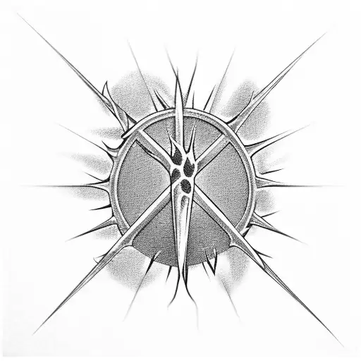 Half Crown Of Thorns Half Palm Leaves Knee