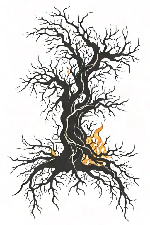 Fire Plus Branches Stretching Towards