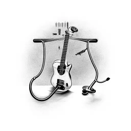 A Guitar Intertwined With A Stethoscope