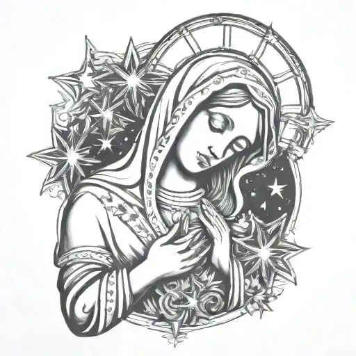 Virgin Mary And Stars