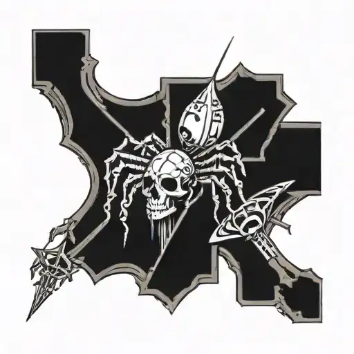 Spider Crawling On A Cross Adorned With Skulls On Tarot Card