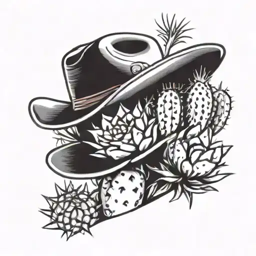 Cowboy Hat And Cactus Growing