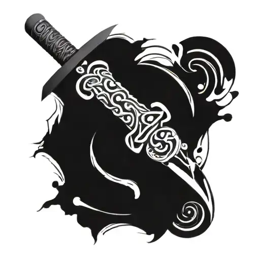 Maori Arm Sleeve And Katana Surrounded