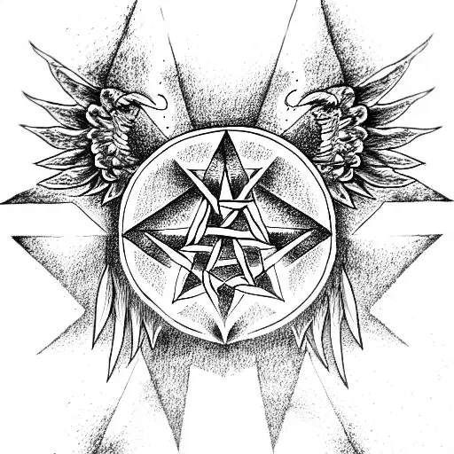 Pentagram With Angel Blood Head