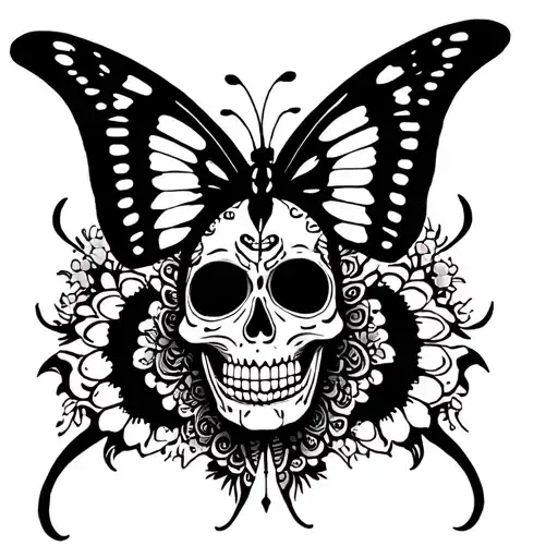 Butterfly With Mexican Death Head