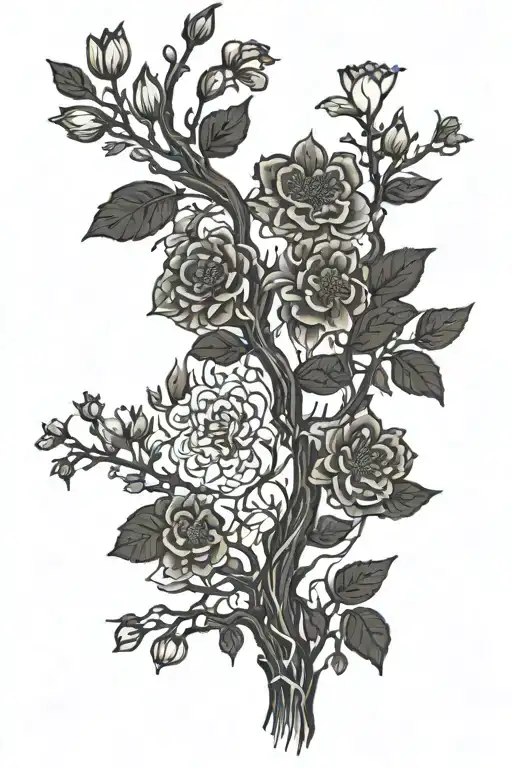 A Burned Knarled Tree Beginning To Bloom New Flowers