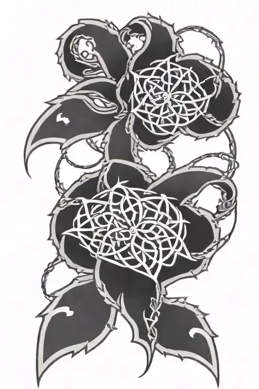 Cancer Ribbon Over Tribal Thorns